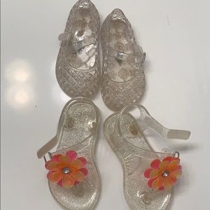 Clear silver baby girl jellies size 5